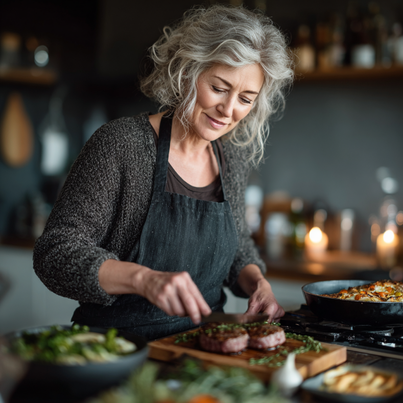Щаслива літня пара з здоровою їжею